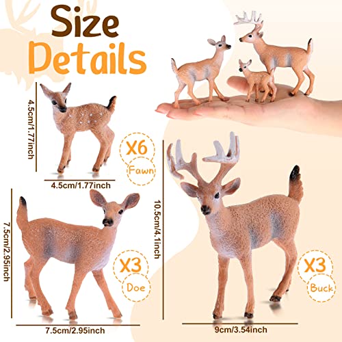 Skylety 12 Pcs Deer Toy Miniature Realistic Forest Animals Family Set