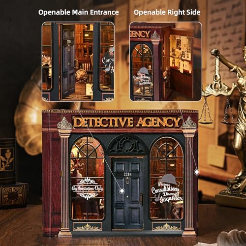 TOYQI Book Nook Kit for Adult, DIY Miniature Dollhouse Kit,Detective Agency - color: Detective Agency