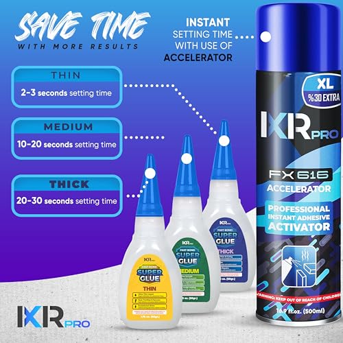 CA Glue with Activator 27x Thin Medium Thick Glue Kit 9X 16.9oz Accelerator - size: 9 Pack
