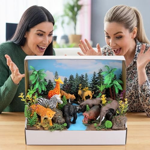 Teyva Daily 48 Pcs Jungle Diorama Kit Habitat Project Box Set - color: Jungle