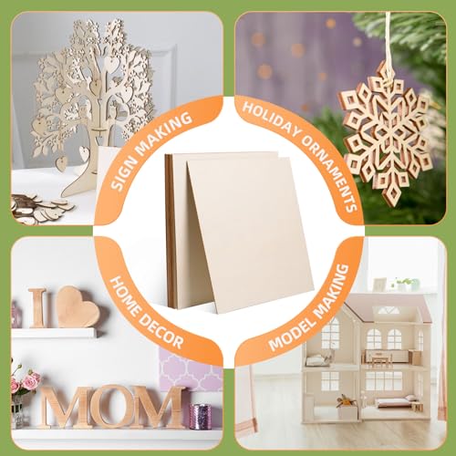AWIZOM 6 Pack Basswood Sheets for Crafts-24 x 24 x 1/8 Inch- 3mm Thick Plywood Sheets with Smooth Surfaces Unfinished Wood Boards for Laser Cutting, Wood Burning, Architectural Models, Staining - size: 24 x 24 x 1/8 Inch