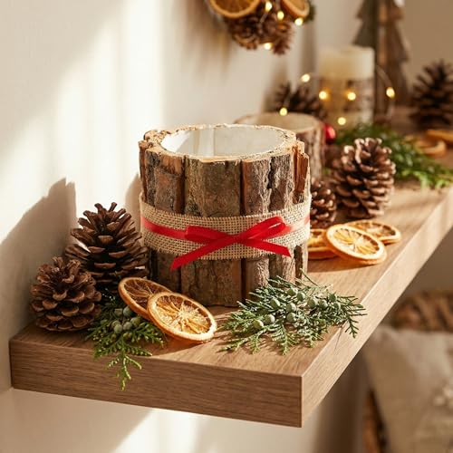 NUOBESTY 2 pcs Bark Flower Pot Rustic Succulent Planter Waterproof Log Plant Container Tree Stump Flower Pot for Home Garden Farmhouse Decor Table Centerpiece 4.72 X 4.72 X 3.93 in