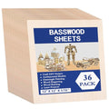 36 Pack Basswood Sheets for Crafts 12x12x1/16 Inch, 1.5mm Thick Unfinished Balsa Wood Sheet for Laser Cutting & Engraving, DIY Ornaments and Architectural - size: 12x12x1/16