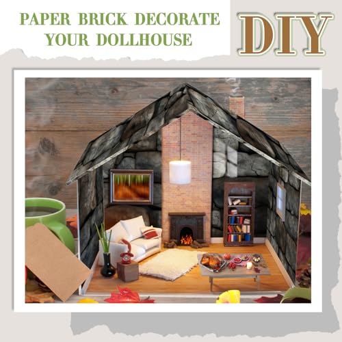 Flutesan 24 Pcs Miniature Dollhouse Wallpaper, Stone Pattern - style: Stone Pattern
