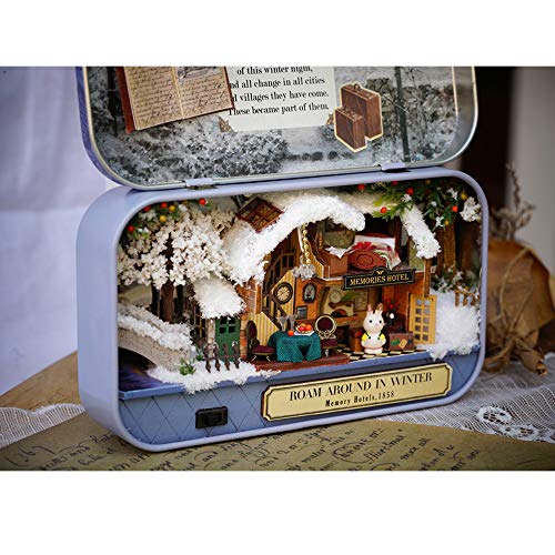 MAGQOO 3D Wooden Dollhouse Miniature DIY Doll House Kit with Furniture,1:24 DIY Box Theater Kit (Roam in The Winter) - color: Roam in the Winter