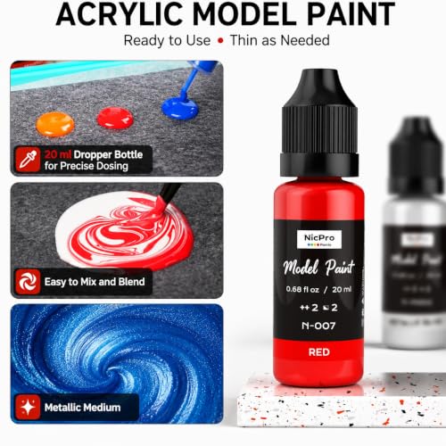 Nicpro 100 Colors Model Paint Set with 10 Thinners & 5 Specialty Bottles - style: 100 Colors Set