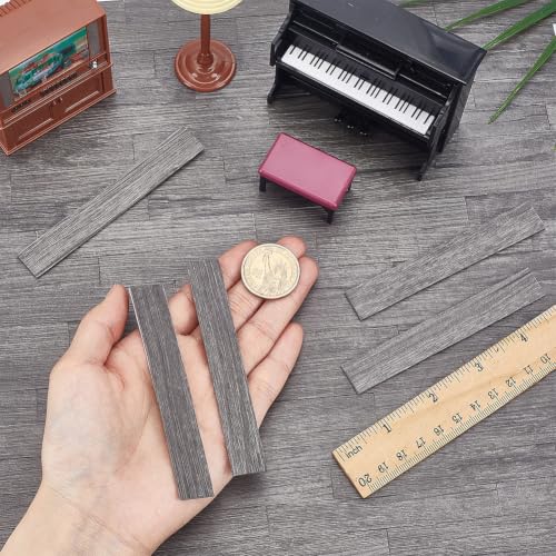 FINGERINSPIRE 80pcs Self-Adhesive Dollhouse Wood Flooring Peel 3.94x0.6inch Gray Miniature Flooring Strips with Realistic Wood Grain for Adults DIY Mini House Decor Craft Projects Dollhouse Accessory - color: Gray
