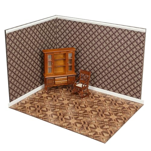 Miniature Dollhouse Flooring, Wood Look Parquet Floor Tiles for 1:12 and 1:6 Scale Dioramas and Roomboxes, REDUCIO! - color: Woven Diamond