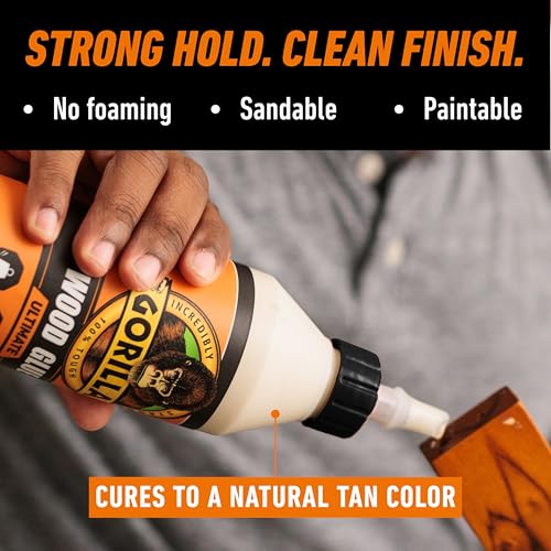 Gorilla Ultimate Waterproof Wood Glue, Natural Color, 18 oz, 2-Pack - size: 18oz, style: 2 Pack Bottle