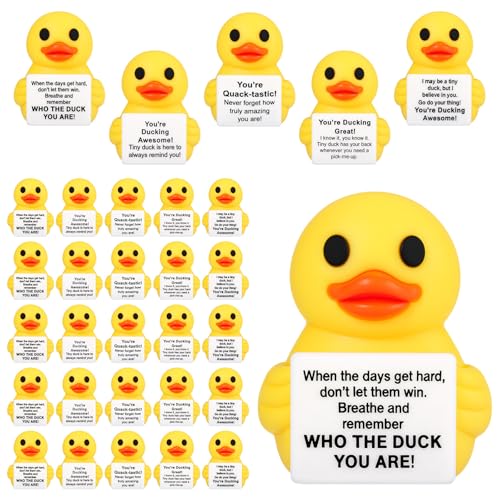 Gejoy 25 Pcs Mini Rubber Duck Toys Mini Duck with Message Positive Figures - style: 5 Messages Duck