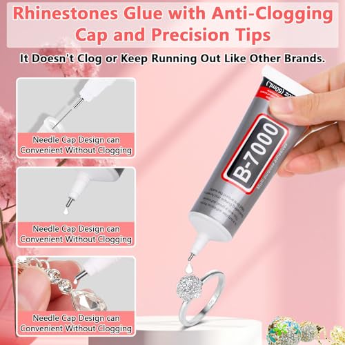 Shynek 2Pcs B7000 Rhinestones Jewelry Glue Clear Adhesive Elastic Bracelet Glue with Precision Tip for Fabric Face Gem Crafts Jewelry Making Clothes Elastic String Metal Stone Wood Glass - color: B