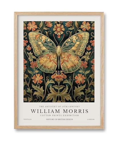 HesenDot William Morris Vintage Butterfly Framed Wall Art, 12x16 Inch - color: Framed Butterfly Oak Wood