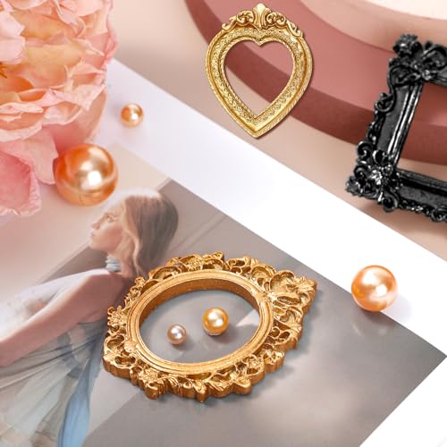 Remerry 12 Pcs Mini Picture Frames Vintage Resin DIY,Gold, Black, White - color: Gold, Black, White