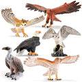 6PCS 6" Large Birds of Prey Animal Figurines,Include Hawk,Eagle,Owl,Falcon & Vulture Figures,Solid Plastic Zoo Animal Models Toys, Birthday Gift Cake Toppers Party Favors for Boys Girls - style: Realistic