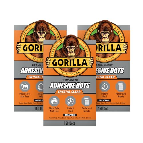 Gorilla Permanent Adhesive Dots, Double-Sided, Clear, 150 Pieces, 3-Pack - size: 3 - Pack