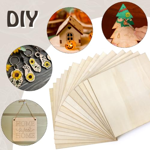 Blisstime 16PCS 6x6 Inch Wood Squares Unfinished Square Wood Pieces for Crafts,Painting, Writing, DIY Supplies, Engraving and Carving, Home Decorations (6x6 Inch 16Pcs) - size: 6x6 Inch 16Pcs