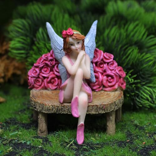 Miniature Garden Fairy Figurines Set, 4 Piece Fairy Garden Accessories with Flower Chair, Cute Fairies Gifts for Outdoor Fairy Garden Decor - style: Fairie Set of 4
