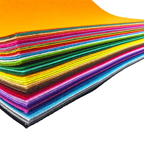 flic-flac 48PCS 12 x 12 inches (30 x 30cm) Assorted Color Felt Fabric Sheets Patchwork Sewing DIY Craft 1mm Thick … (30cm * 30cm, 48pcs) - color: 48pcs, size: 30cm * 30cm