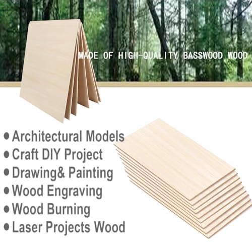 15 Pack 12"x18"x1/16 Basswood Sheets for Crafts- Thin Plywood Sheets - Balsa Wood Sheets -Unfinished Wood Boards for Painting,Laser Cutting,Engraving,Burning and CNC Cutting - color: 12 x 18 x 1/16