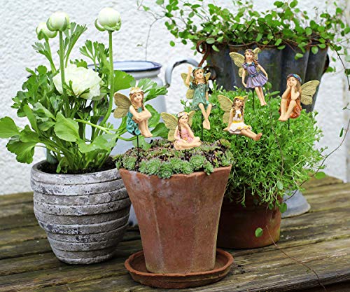 Fairy Garden Vintage Resin Fairy Figurines for Outdoor Garden Yard Lawn Supplies Home Decor Set of 6 - color: Green