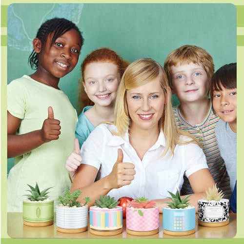 6 Pcs Christmas Teacher Gifts Mini Ceramic Succulent Plant Pot, Fresh - style: Fresh