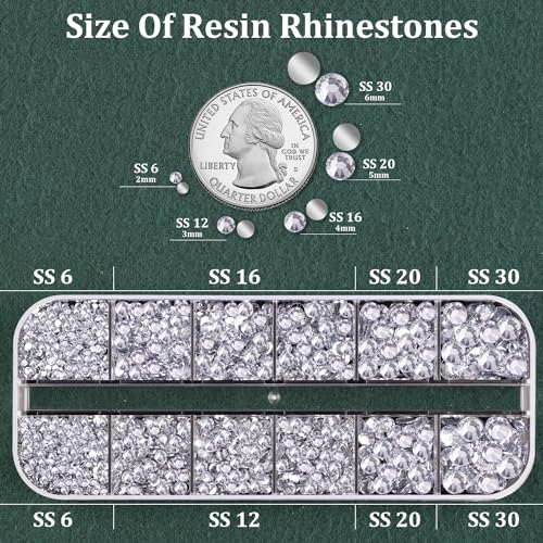 Resin Rhinestones for Crafting with B7000 Jewelry Glue, 1 Box Clear Flatback Crystals with 3Pcs 10ml Glue for Bedazzling Crafts DIY Nail Art Makeup，Non Hotfix Gems for Clothing Shoes - color: Silver Clear, size: 1 Small Pack with Glue