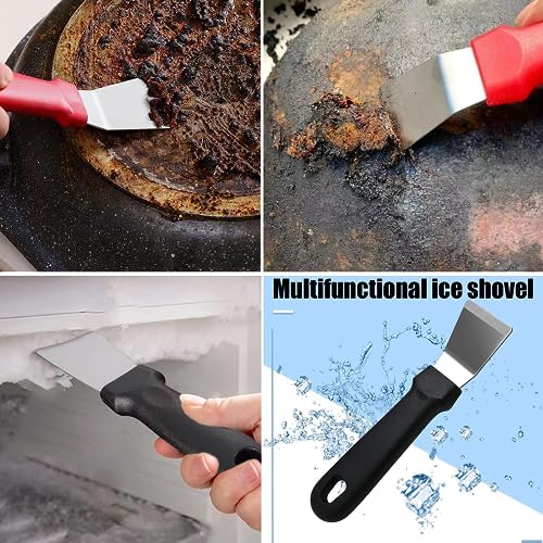 Katartizo 5Pcs Kitchen Stove Cleaning Brush + Scraper Tool Set, Heavy Duty Scraper for Gas Burners Cooktop Pot Pan Brass, Stainless Steel and Nylon Brush Head Brushes for Range Hood Grease Grime