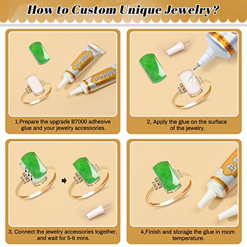 B7000 Glue Clear Adhesive, Jewelry Bead B-7000 Glue Semi Fluid Adhesive Glue High Viscosity with Precise Tips for Rhinestones Fabric, Glass, Jewelry Making, DIY Art Crafts, Leather, Toys (2x25ML) - color: 2 x25 ML/ 2.1fl oz
