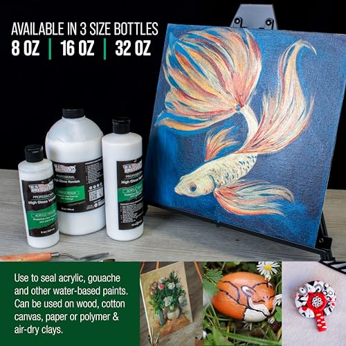U.S. Art Supply 8oz Acrylic Sealer, High Gloss Varnish for Acrylic Painting - size: 8-ounces
