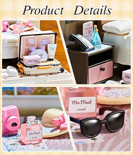 Cozy Hotel Room Super Miniature House Kit - DIY Plastic 3D Model Building Set for Teens, Build Your Own Warm Hotel Bedroom Scene with Travel Accessories, Creative Craft Gift for Girls Women - color: Book a Homestay, size: Small