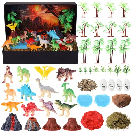 48 Pcs Dinosaur Diorama Kit Habitat Project Box Set - color: Dinosaur