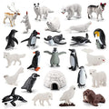 SCAHOW 26Pcs Arctic Animal Figures - Polar Animal Toys Figurines with Penguins Arctic Fox Wolf Polar Bear Reindeer - Miniature Toys Cake Topper Christmas Birthday Gift for Kids & Toddlers - style: 26PCS