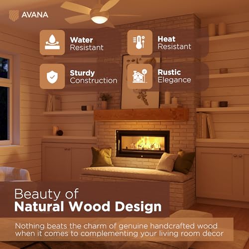 Avana Rustic Fireplace Mantle Shelf 60 Inches - Handcrafted Wood Mantles for Over Fireplace - Wall Mounted Farmhouse Fireplace Mantel Shelf - Floating Fireplace Mantels 60 Inch X 8 X 5 Rustic Natural - color: Rustic Natural, size: 60 X 8 X 5