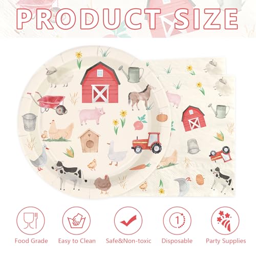 100 Pcs Farm Animal Birthday Party Decorations, Serves 50 - style: Farm Chicken Set