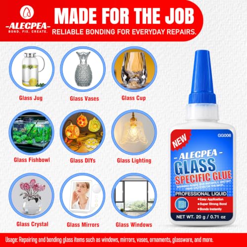ALECPEA Glass Glue Clear, 20g Thin Super Glue for Glass with 3 Droppers - color: Glass Glue