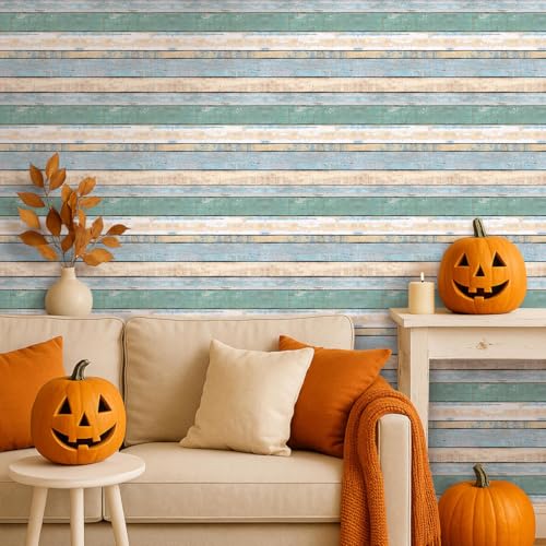 COMSTICKC 3D Peel and Stick Faux Wood Wall Sticker, 10 Pcs 11.8" x 11.8" - color: Vintage Green