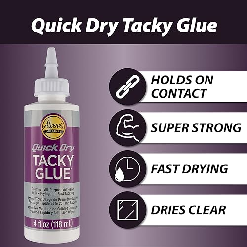 All-Purpose Tacky Glue – Premium Adhesive for Crafts, Jewelry, and Household Repairs – Quick Dry 4 Oz. (1 Bottle) - size: 1 Pack, style: Quick Dry Tacky 4 Oz.
