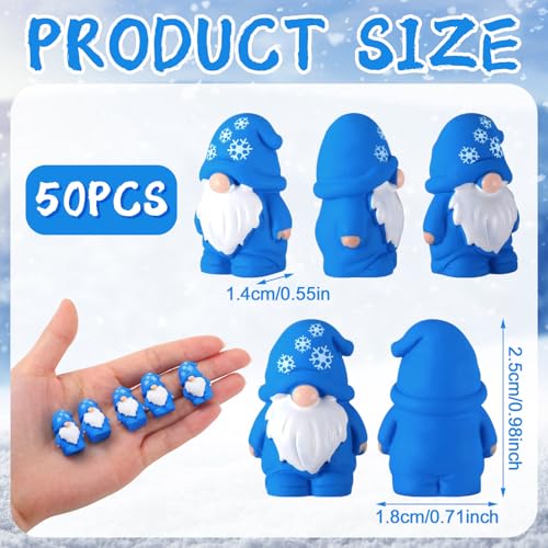 Yaomiao 50 Pcs Mini Resin Winter Gnomes Figurines Winter Snowflake Gnomes Statues Snowflake White and Blue Gnome Figures Table Decor for Holiday Festive Home Kitchen Tiered Tray - style: Winter Snowflake