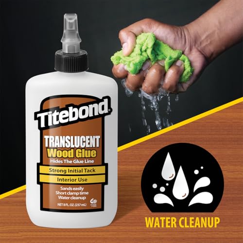 Titebond Translucent Wood Glue, 8 Oz. – Lumber, Particleboard, Leather & Crafts, Fast-Setting – 6123