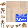 30 Pack 12"x12"x1/8" Basswood Sheets for Crafts,3mm Craft Wood Plywood,Unfinished Wood,for DIY Ornaments and Model Engraving,Wood for Laser Cutting,Architectural Models,Drawing,Wood Burning
