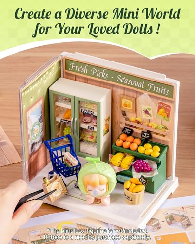 Rolife Super Creator Mini Series Fruits Shop, DIY Plastic Miniature Kits Retail Store Series, Mini Model House Building Set for Teens Aged 14+, DIY Crafts/Hobbies for Adults (Nature Energy Fruits) - style: Nature Energy Fruits