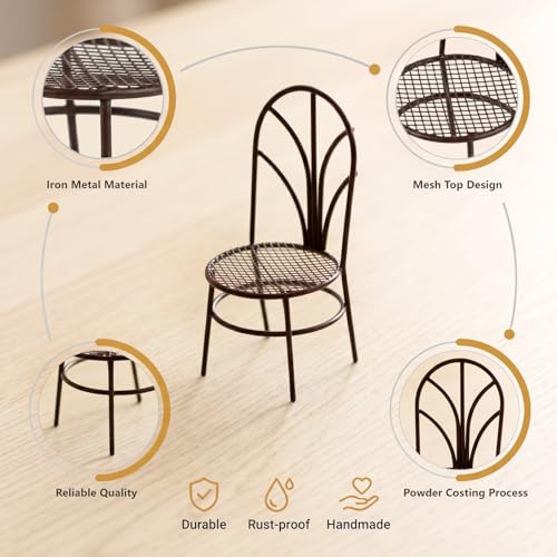 Miniature Bistro Table and Chair Set with Tulip Pot, Brown - color: Brown