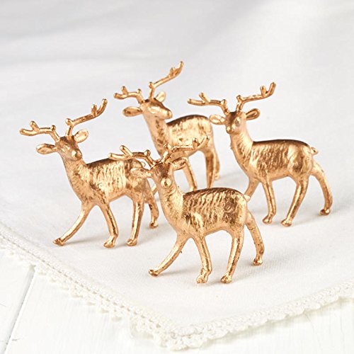 Factory Direct Craft Group of 12 Plastic Standing Gold Deer for Christmas Villages and Everyday Crafting (1 3/4 Inch) - color: Gold Deer (12pk), size: Package of 12