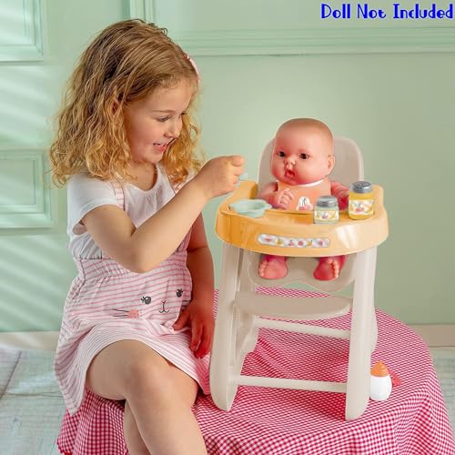 JC Toys - for Keeps Playtime! | Baby Doll High Chair | Fits Dolls up to 17" | Sturdy High Chair and Play Accessories | Ages 2| Earth Tone Colors - color: Neutral Beige High Chair