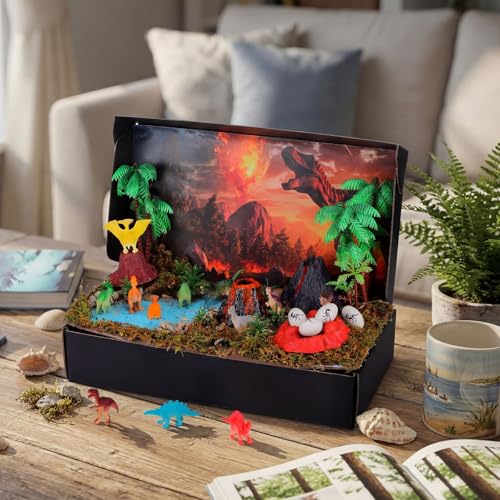 48 Pcs Dinosaur Diorama Kit Habitat Project Box Set - color: Dinosaur