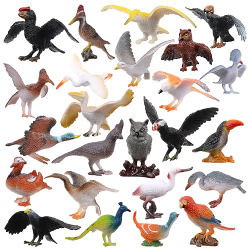 24PCS Realistic Bird Figures, Eagle Parrot Educational Animal Toys for Kids