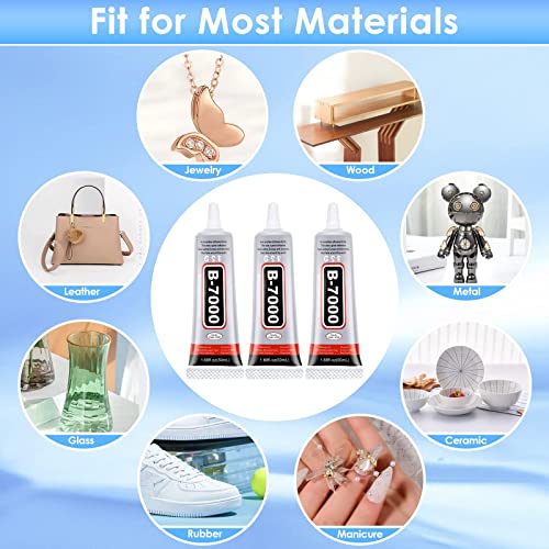 B7000 Glue for Rhinestones Crafts, 3PCS Clear B-7000 Super Jewelry Glue - color: 3x50 ml / 1.68 oz