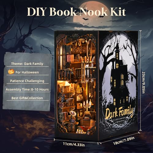 TOYQI Book Nook Kit, DIY Miniature Dollhouse Kit for Adults and Teens - color: Dark Family
