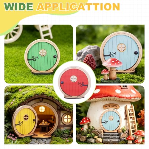 Fairy Garden Door Tree Dollhouse Door Miniature Accessories Red - color: Red