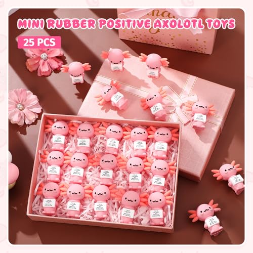 Gejoy 25 Pcs Mini Rubber Axolotl Toys Positive Mini Axolotls Figures - style: Axolotl
